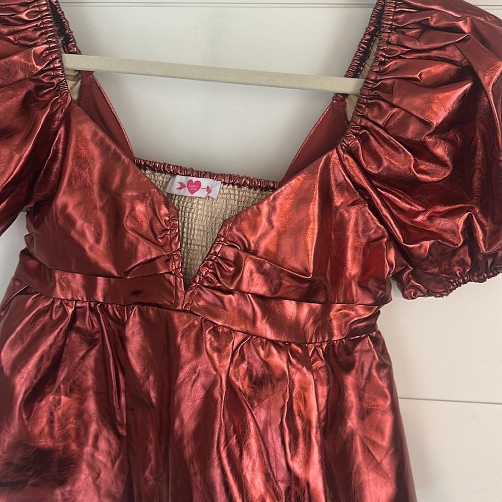 Buddy Love Metallic Rust Puff Sleeve Top - Picture 2 of 7